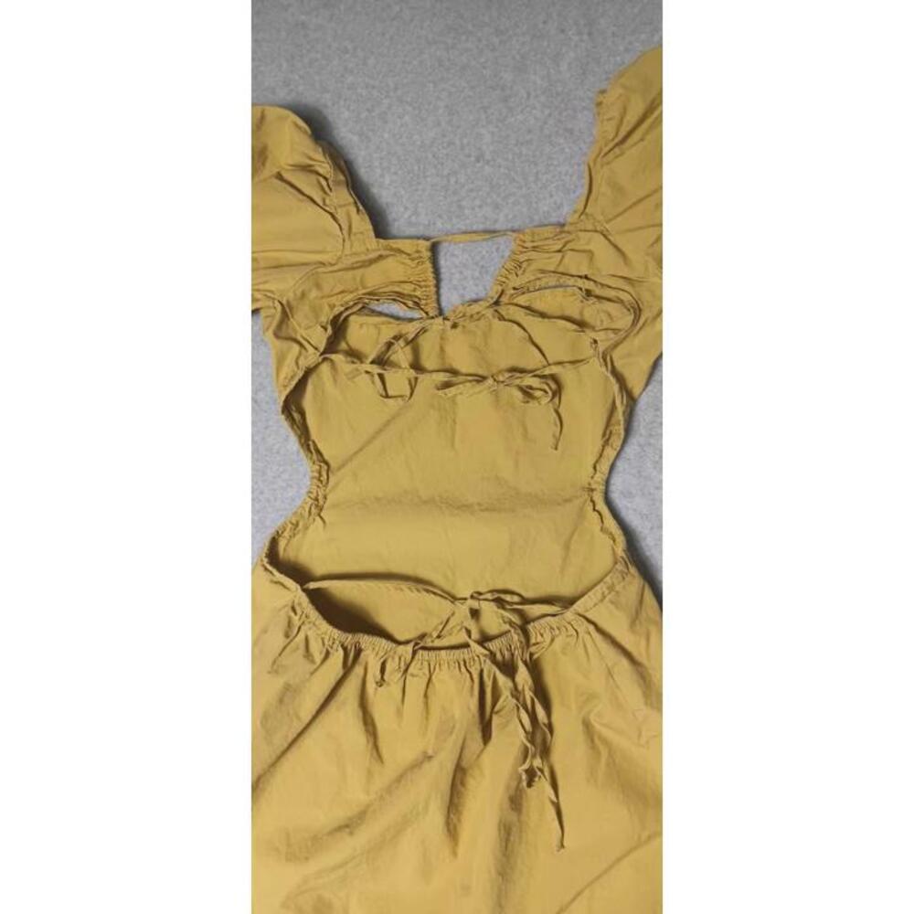 Nasty Gal Collection Puffed Sleeves Mini Dress Womens Size 2 Light Brown Open... - Picture 12 of 12